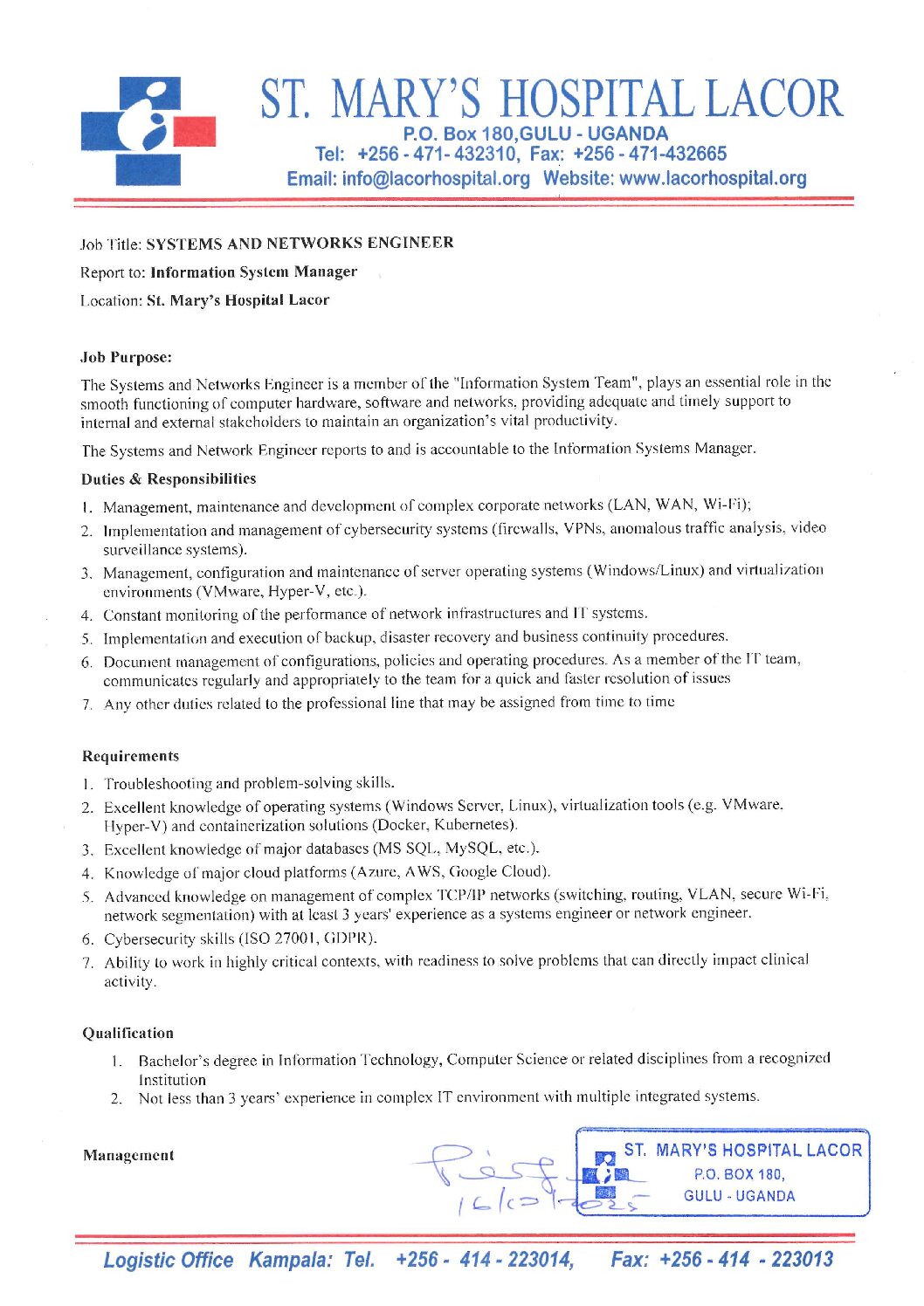 JD Systems and networks engineer
